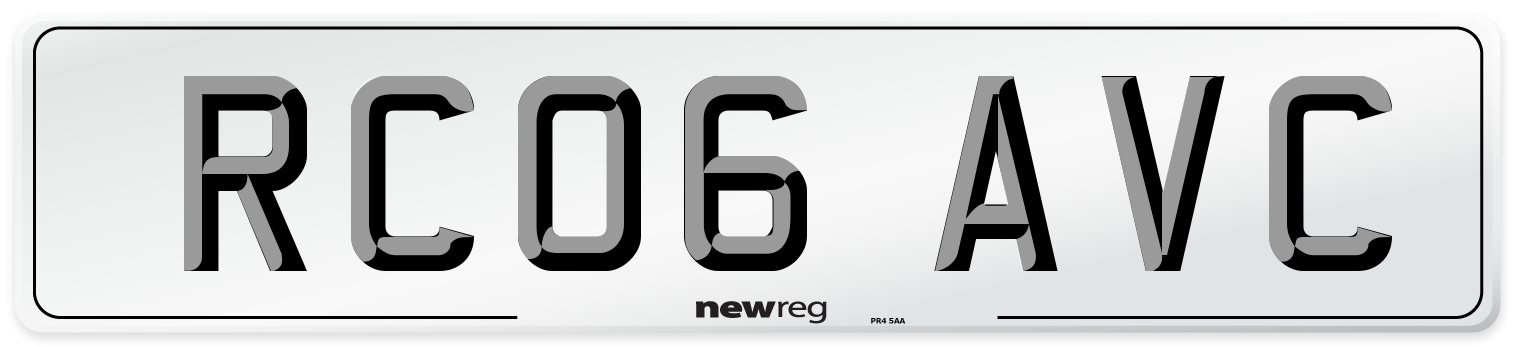RC06 AVC Number Plate from New Reg